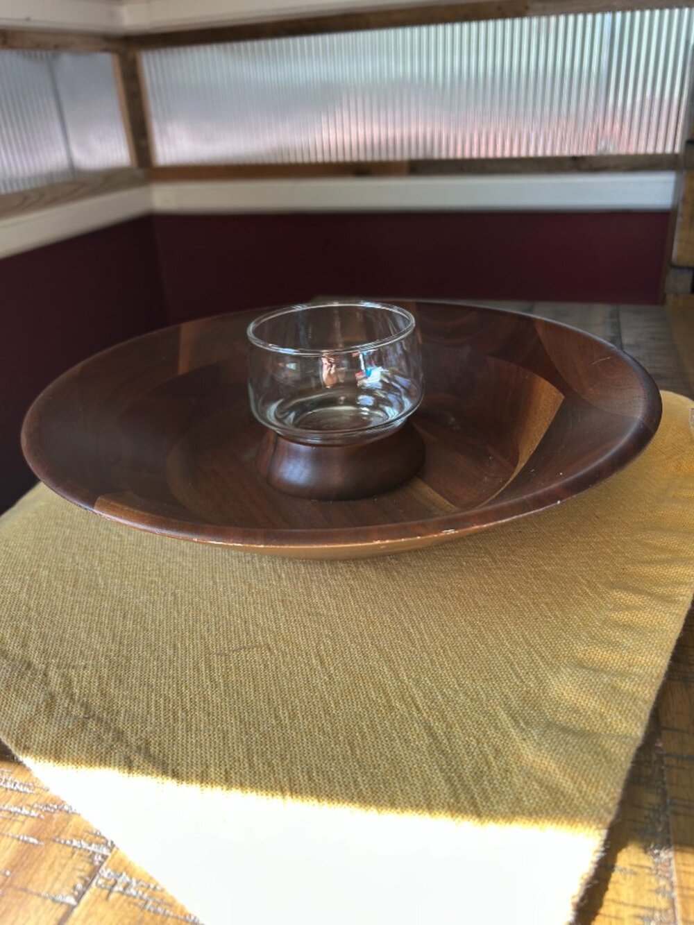 Vintage  Rare  Vermillion  walnut   chip dip bowl, made of black walnut wood,  f